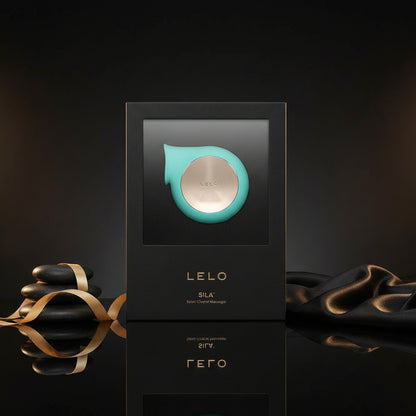 LELO SILA Schallwellenvibrator Verpackung mit türkisfarbener Produktabbildung