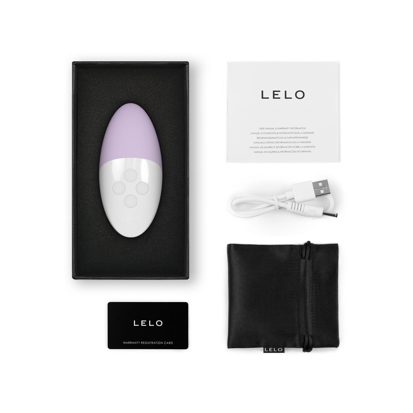 LELO SIRI 3 Set mit Verpackung und Zubehör Übersicht