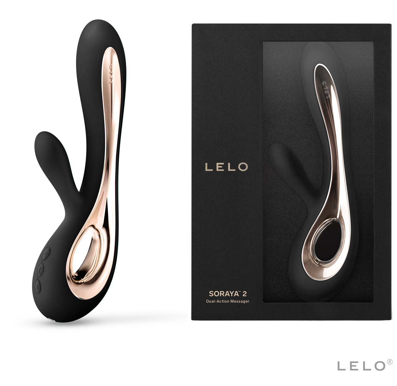 LELO Soraya 2 mit Verpackung – Premium Produktdesign in Schwarz