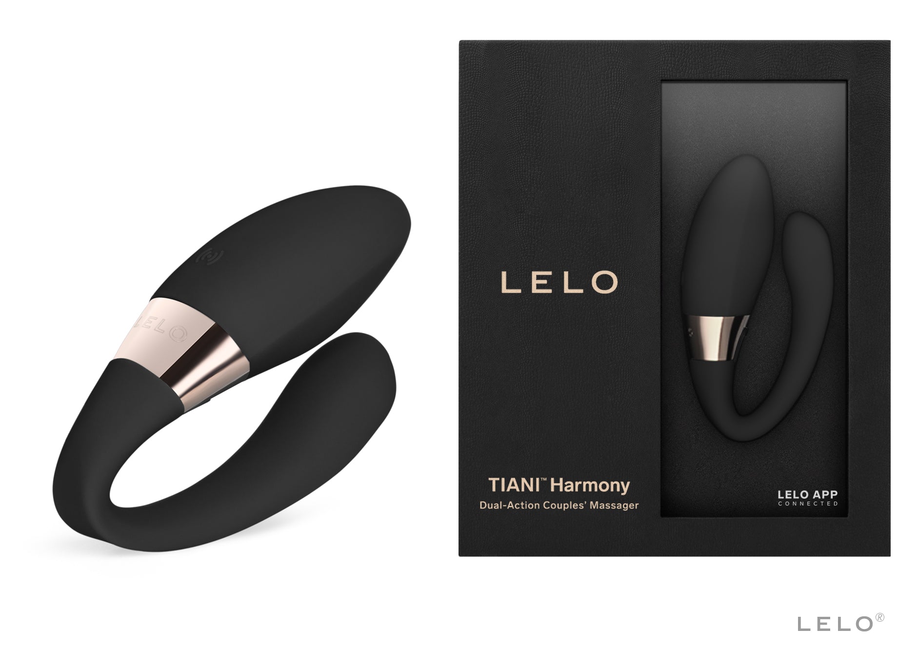 LELO Tiani Harmony Paartoy mit Verpackung im Set dargestellt