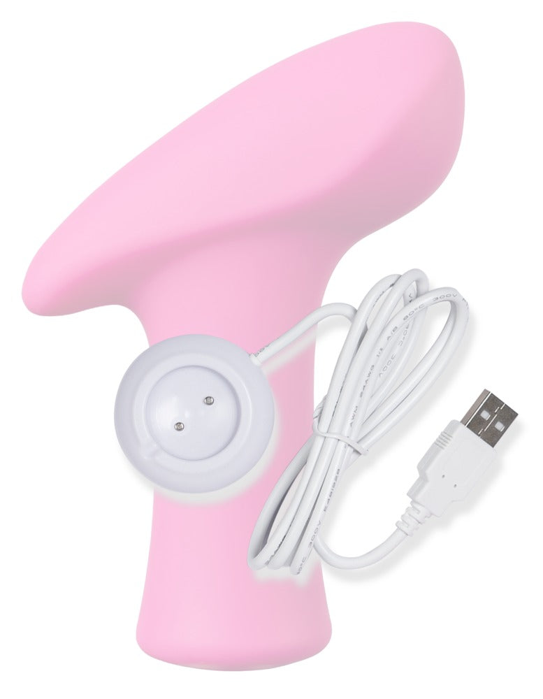 Lovense Ambi Auflegevibrator mit passender magnetischer Ladestation und USB-Ladekabel