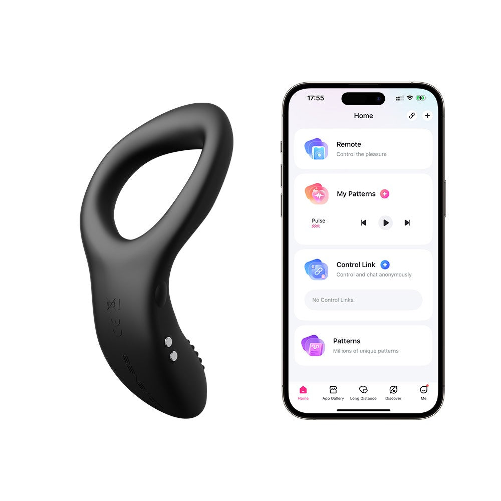 Lovense Diamo Vibro-Penisring neben Smartphone mit geöffneter Lovense App