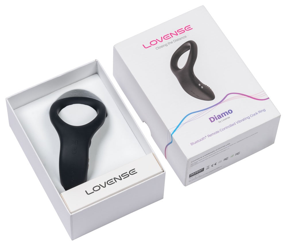 Produktverpackung des Lovense Diamo Vibro-Penisrings in der Vorderansicht