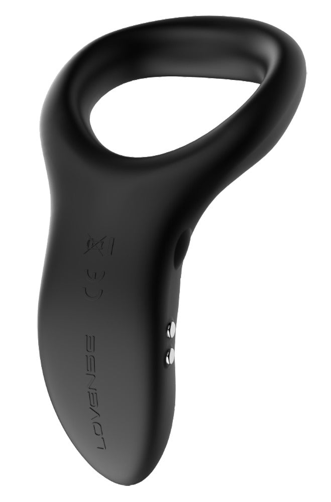 Detailansicht des Lovense Diamo Vibro-Penisrings aus schwarzem Silikon