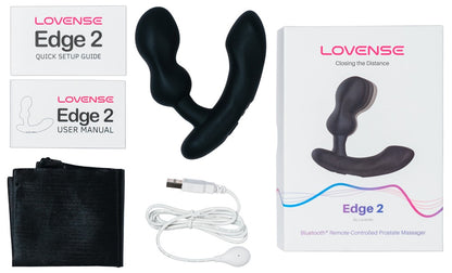 Lovense Edge 2 Verpackung mit Zubehör USB Ladekabel und Aufbewahrung