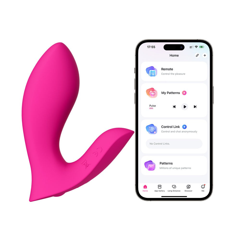 Lovense Flexer Panty-Vibrator neben Smartphone mit Lovense-App
