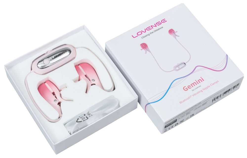 Rückseite der Lovense Gemini Verpackung mit Produkt- und Zubehördarstellung