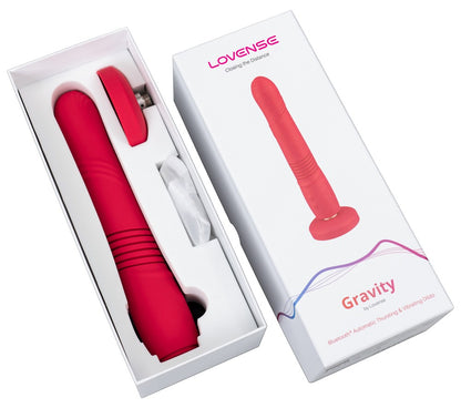 Lovense Gravity mit geöffneter Verpackung und rotem Stoßvibrator