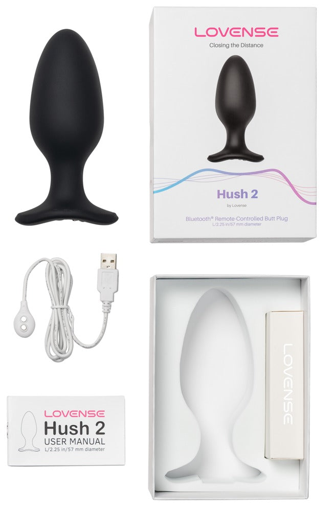 Lieferumfang des Lovense Hush 2 XS mit USB-Ladekabel und Aufbewahrungsbeutel