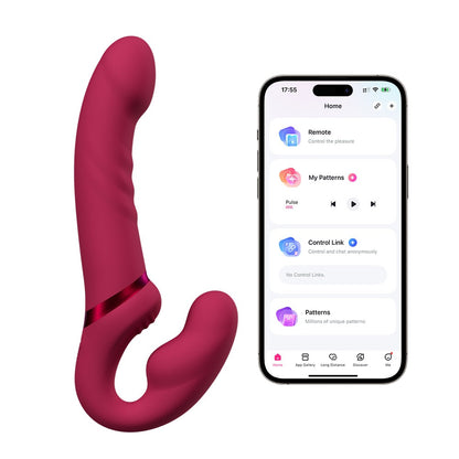 Lovense Lapis Strap-on Vibrator neben Smartphone mit Lovense-App