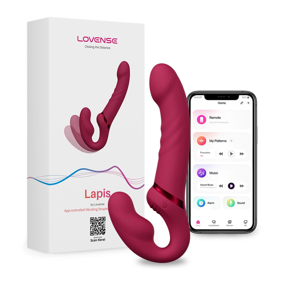 Lieferumfang des Lovense Lapis mit Produktverpackung und Smartphone