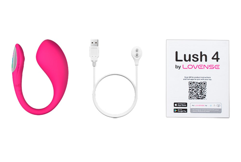 Lovense Lush 4 Lieferumfang mit USB-Ladekabel und Zubehör
