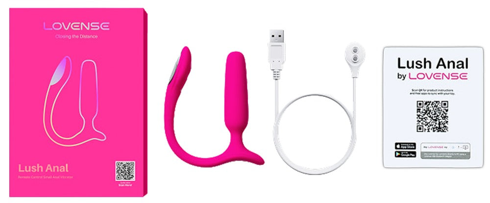Lieferumfang des Lovense Lush Anal mit Zubehör und App-Steuerung