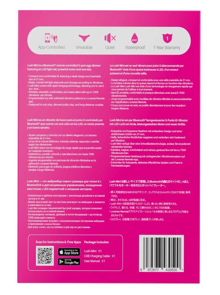 Lovense Lush Mini Originalverpackung Rückseite