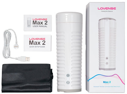 Lieferumfang des Lovense Max 2 mit Masturbator, Verpackung und Zubehör