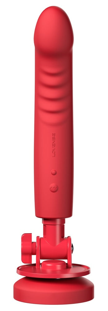 Lovense Mission 2 App-gesteuerter Vibrator in Rot mit Saugfuß in Frontansicht