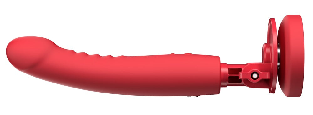 Lovense Mission 2 Vibrator in Rot mit Saugfuß liegend dargestellt