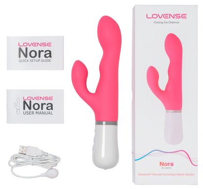 Lovense Nora Rabbit Vibrator mit Verpackung und USB Ladekabel im Lieferumfang