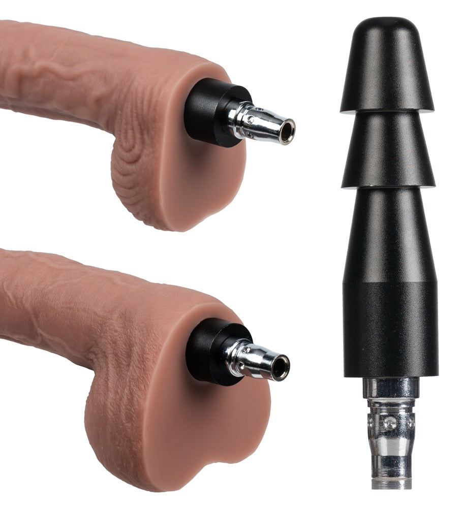 Hände montieren den Lovense Vac-U-Lock Adapter an einer Lovense Sexmaschine
