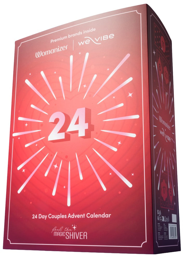 Geschlossene Frontansicht des Magic Shiver Couples Erotik-Adventskalenders 2026 mit 24 Überraschungen