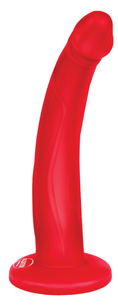 MALESATION Barry geschwungener Silikon-Dildo in Rot mit breitem Saugfuß