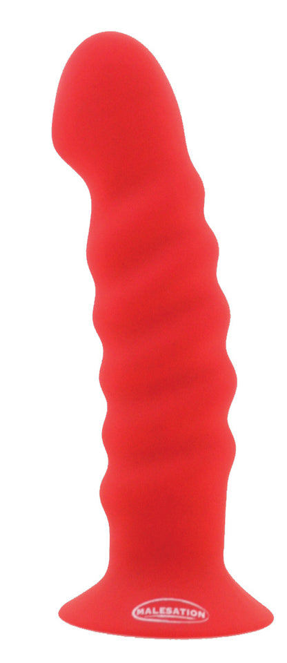 MALESATION Olly Big Silikon-Dildo in Rot mit strukturierter Oberfläche und Saugfuß