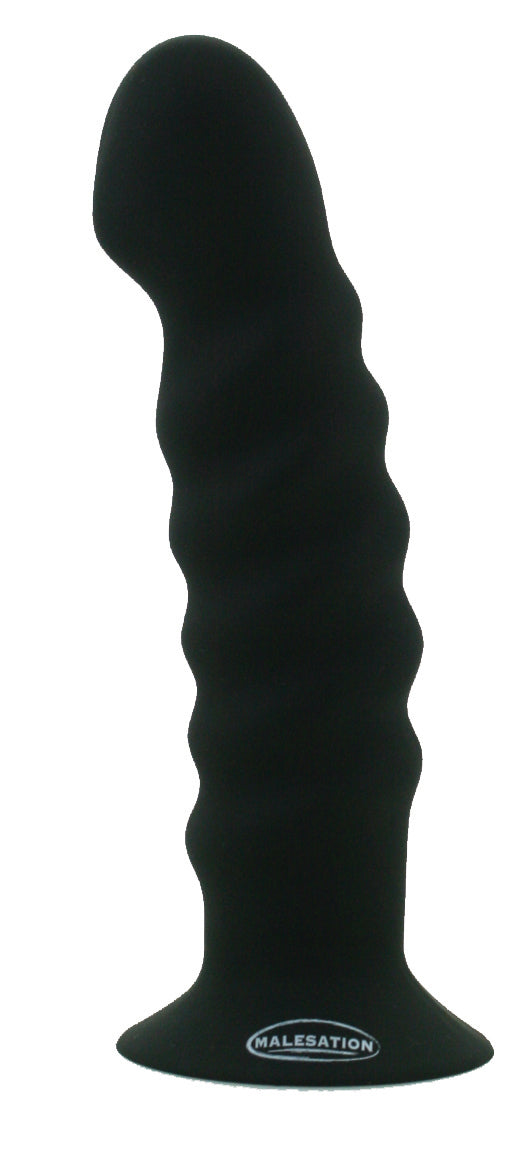 MALESATION Olly Big Silikon-Dildo in Schwarz mit strukturierter Oberfläche und Saugfuß