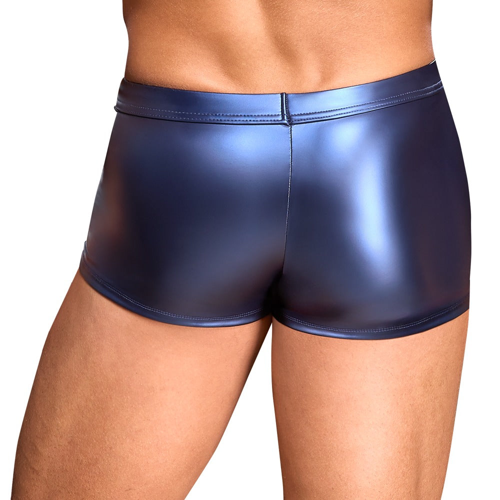 NEK Herren-Pants im blauen Metallic-Mattlook am Model – Rückansicht