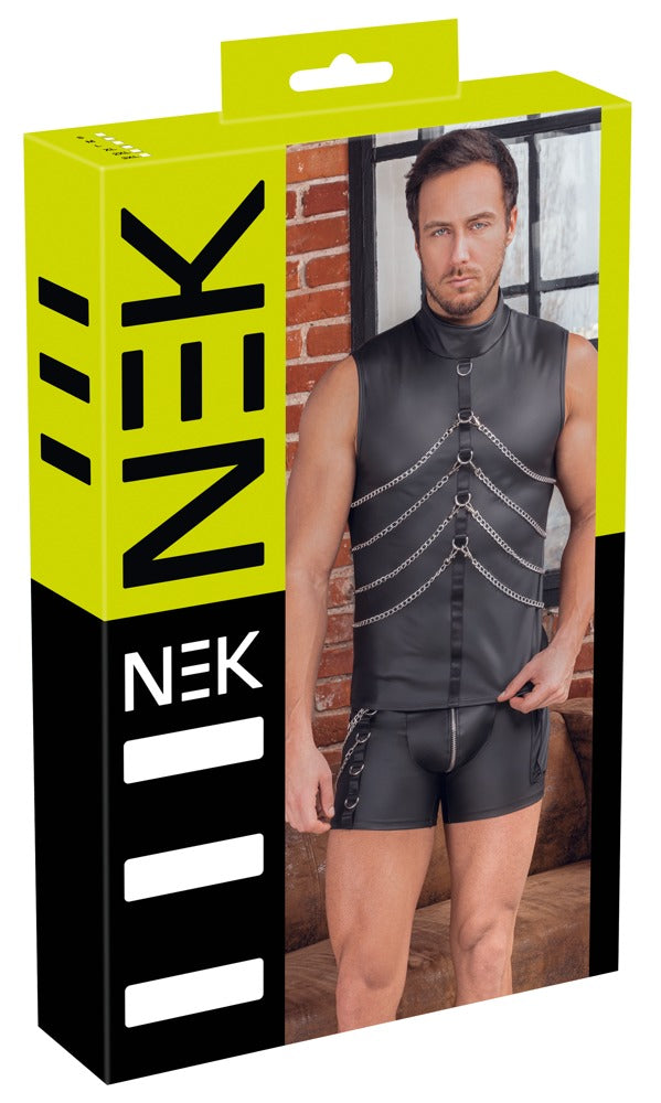 NEK Herren-Shirt im schwarzen Mattlook mit Karabinerketten in der Originalverpackung