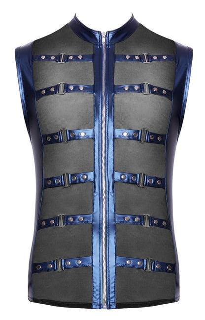 NEK Herren-Shirt in Blau – Vorderansicht mit Powernet und Nietenriemen
