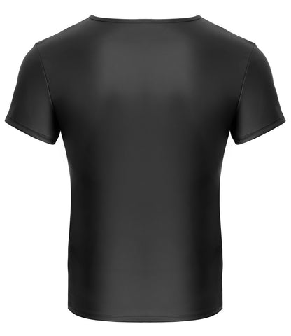 Rückansicht des schwarzen NEK Kurzarm-Shirts im körperbetonten Mattlook