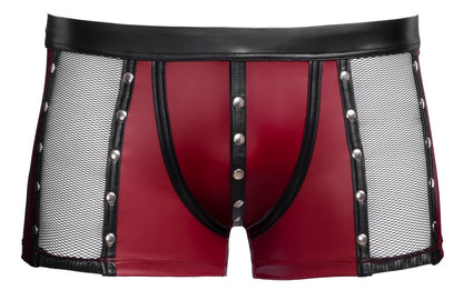 NEK Herren-Pants in Rot-Schwarz mit seitlichen Netz-Einsätzen und Druckknopf-Beutel in Frontansicht