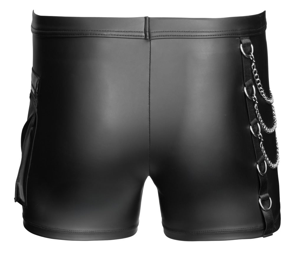 Freigestellte Rückansicht der NEK Pants im schwarzen Mattlook mit seitlichen Metall- und Cargo-Details