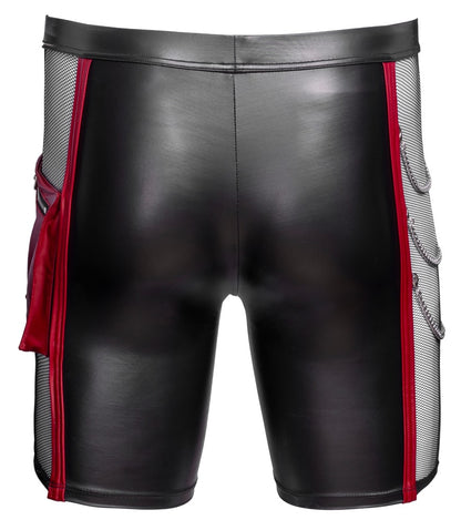 Freigestellte Rückansicht der NEK Pants im schwarzen Mattlook mit roten Seitendetails