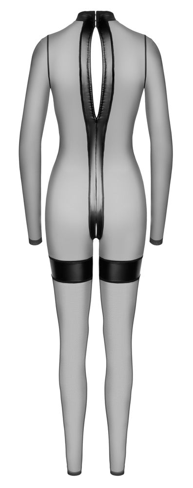 Transparenter Noir Ouvert-Overall mit Powerwetlook in der Rückansicht