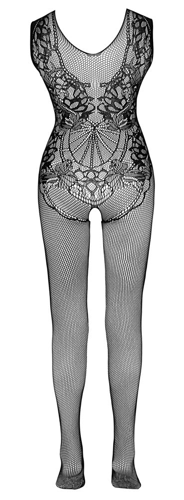 NO:XQSE Netz-Catsuit ouvert in Schwarz – Rückansicht