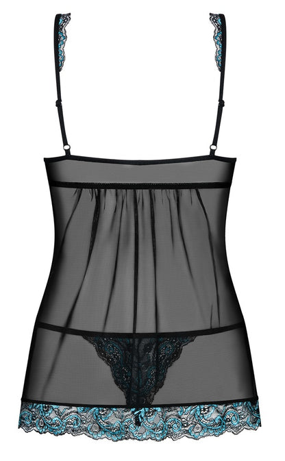 Rückansicht des schwarzen transparenten Obsessive Amanta Babydolls
