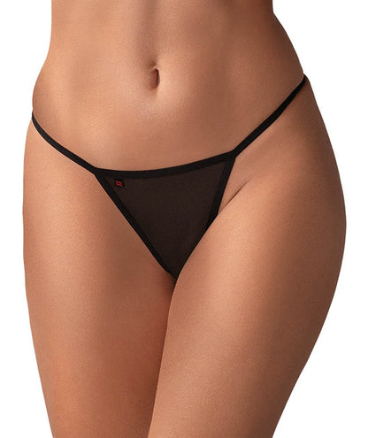Obsessive Luiza String in Schwarz getragen – Vorderansicht