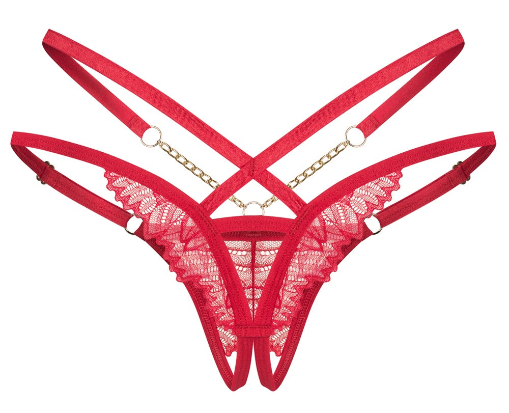 Rückansicht des Obsessive Matildea Riostrings mit offenem Schritt und verstellbarem Riemenbund