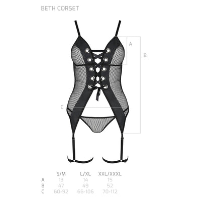 Passion PE Beth corset & thong black - Produktansicht 7