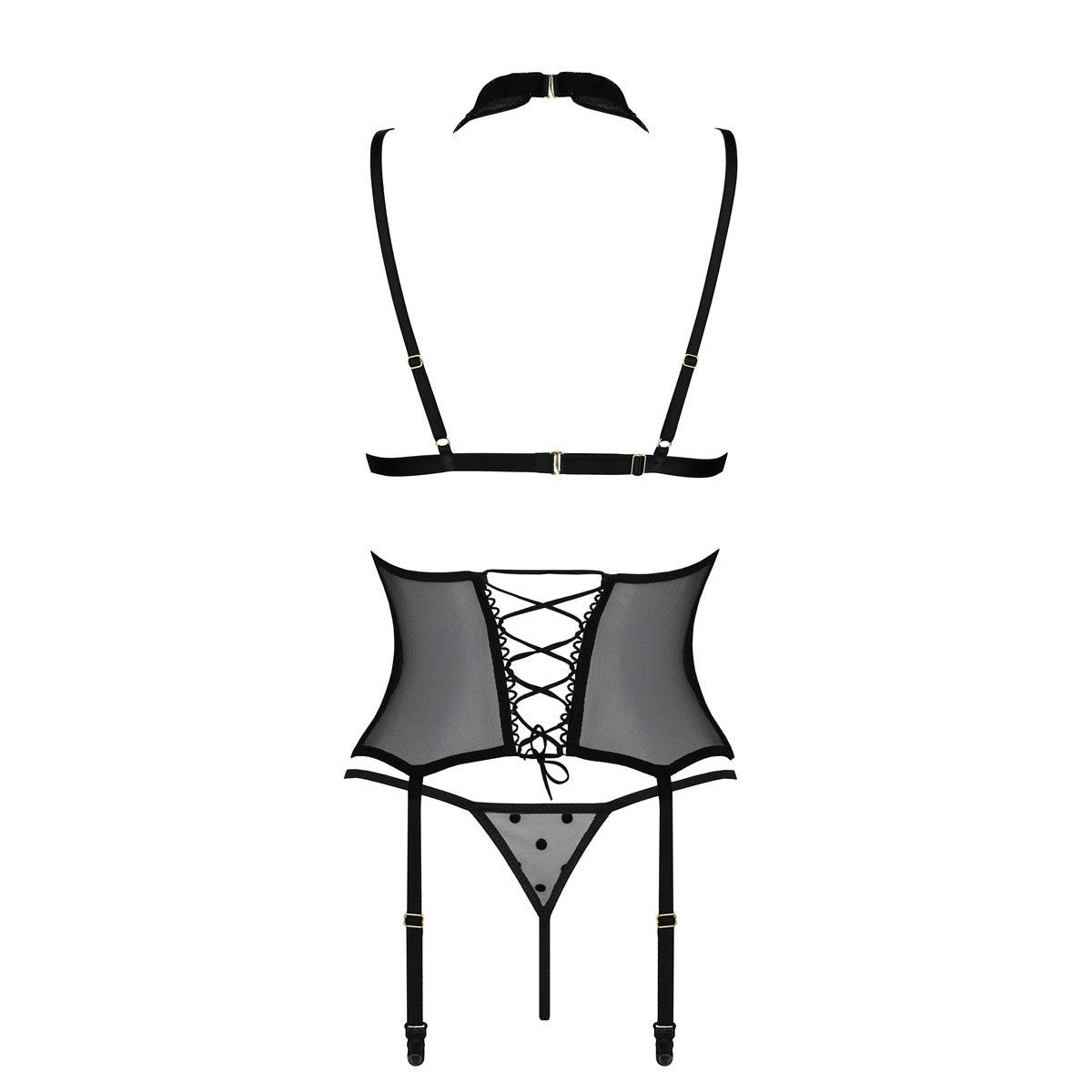 Passion PE Dominica corset & thong black - Produktansicht 5