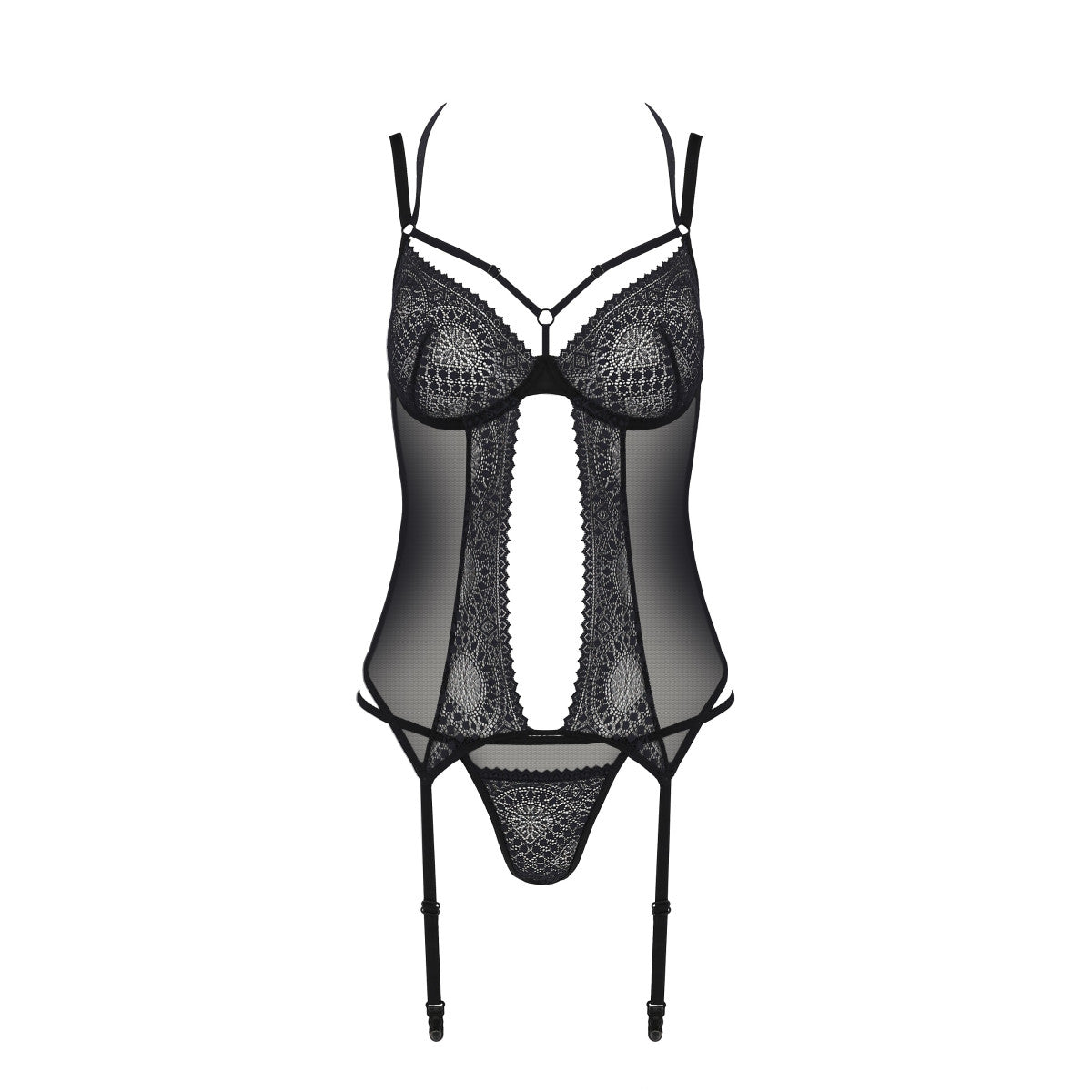 Passion PE ECO Drosera corset & thong black - Produktansicht 3