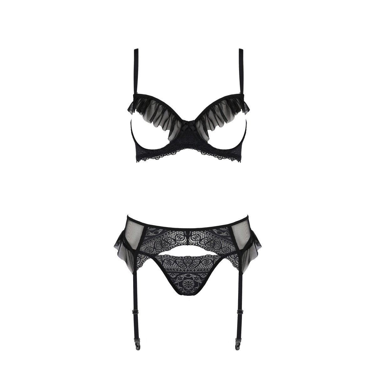 Passion PE ECO Kerria 3pcs set with open bra black - Produktansicht 3