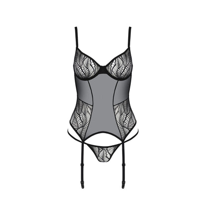 Passion PE ECO Leafa corset & thong black - Produktansicht 3