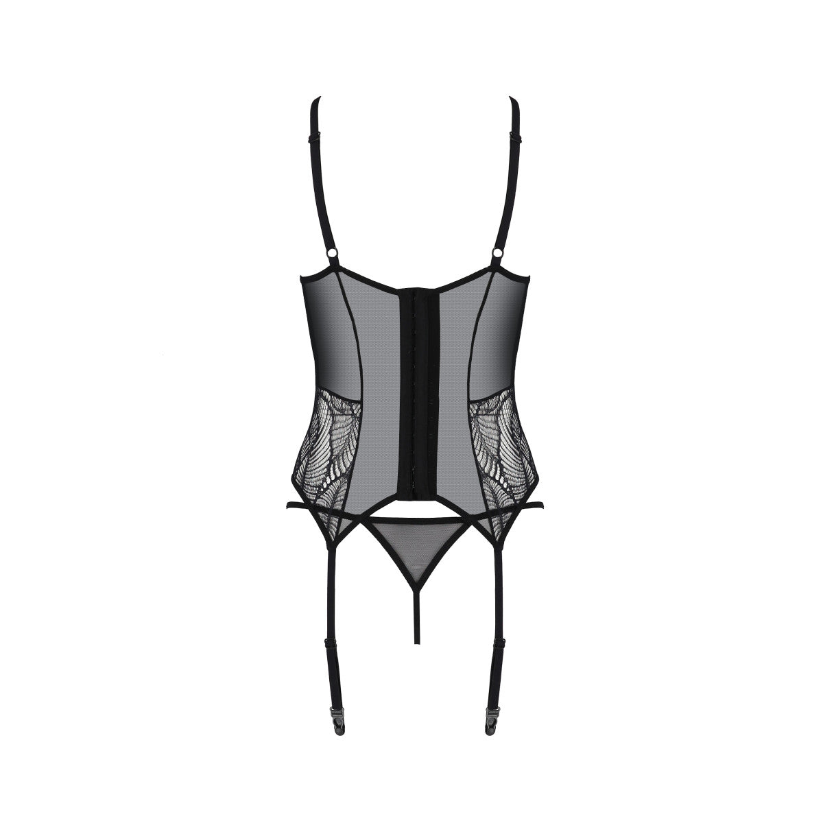 Passion PE ECO Leafa corset & thong black - Produktansicht 4