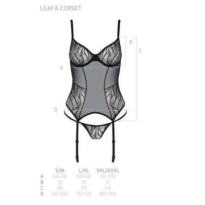 Passion PE ECO Leafa corset & thong black - Produktansicht 7