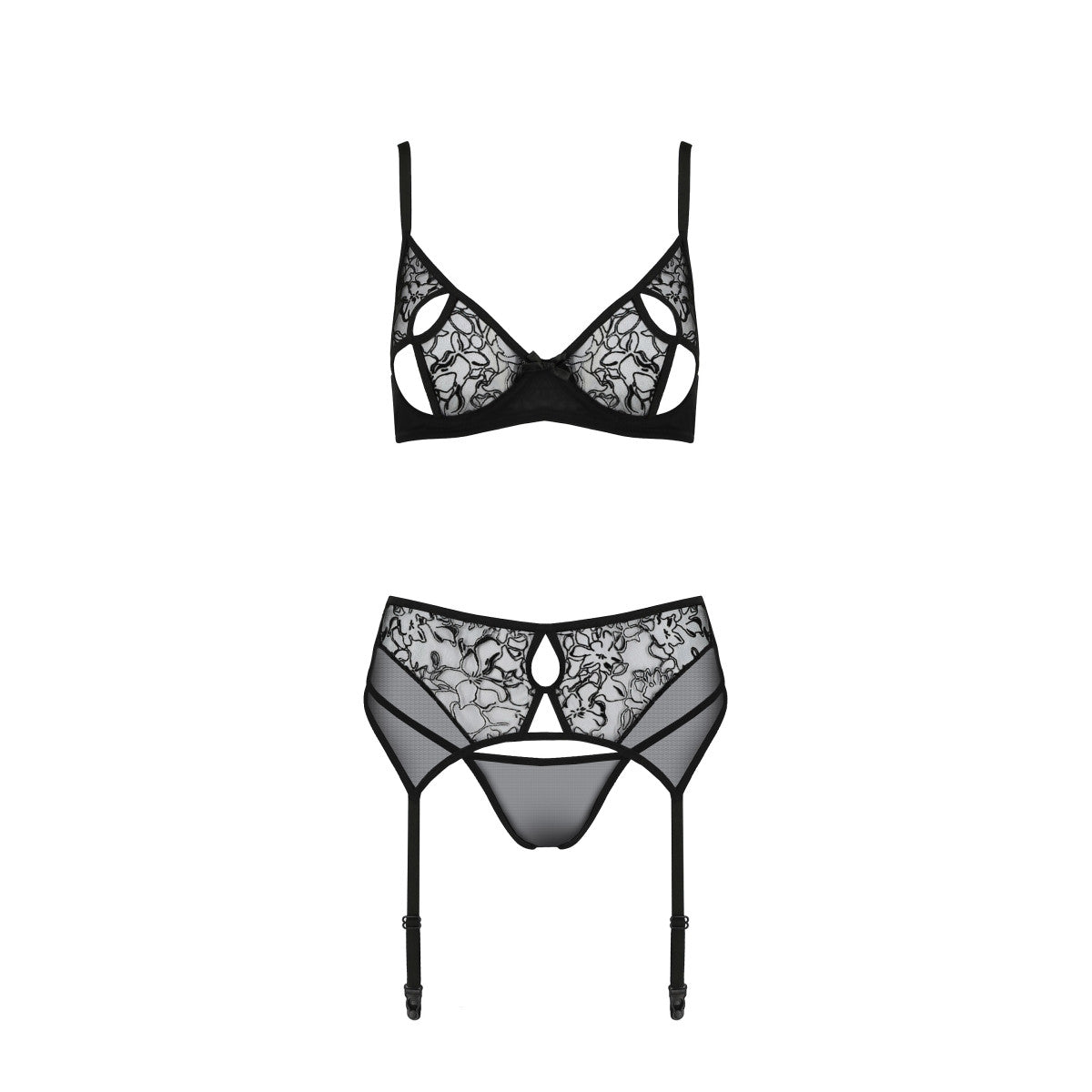 Passion PE ECO Primula 3pcs set with open bra black - Produktansicht 5