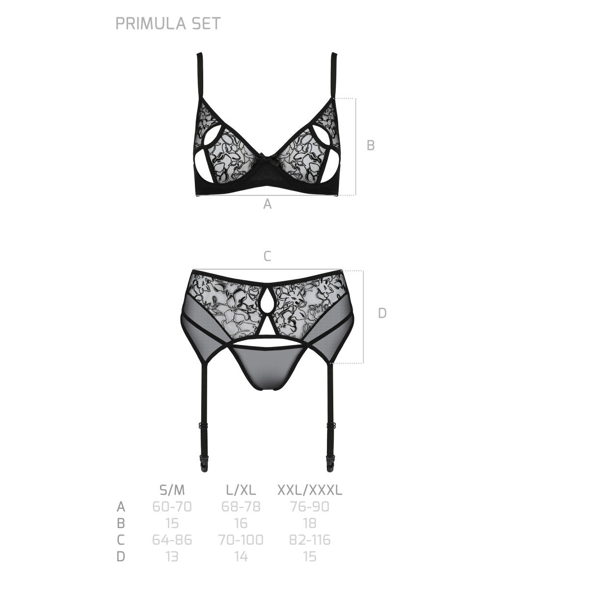 Passion PE ECO Primula 3pcs set with open bra black - Produktansicht 7