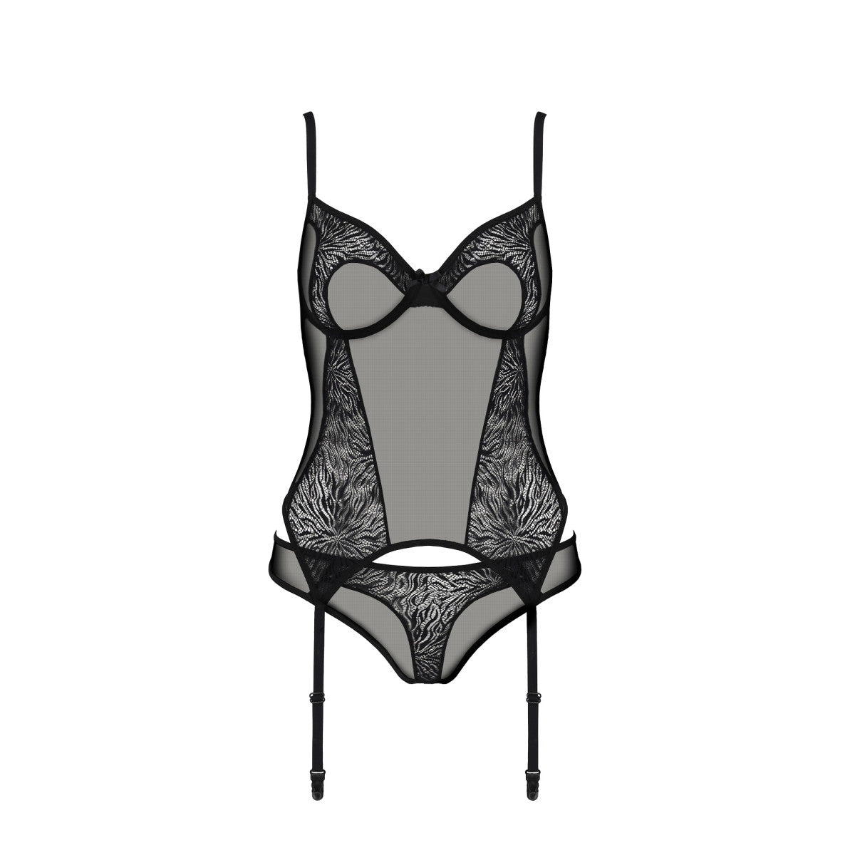 Passion PE ECO Selaginella corset & thong black - Produktansicht 3