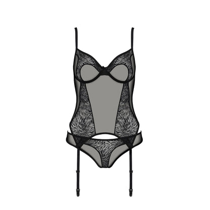 Passion PE ECO Selaginella corset & thong black - Produktansicht 3